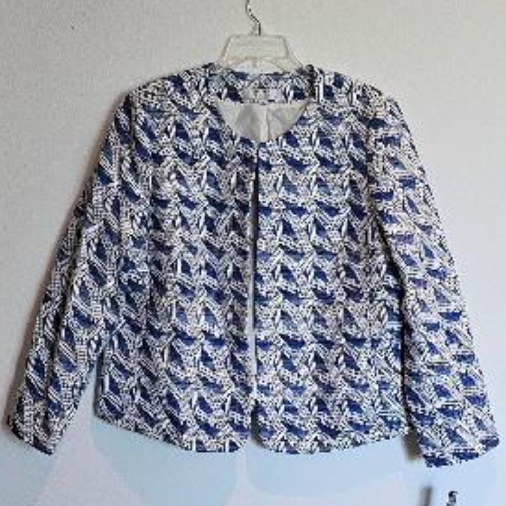 TAHARI Arthur S. Levine Women's Blue & White Jacket - Size 18 NWT